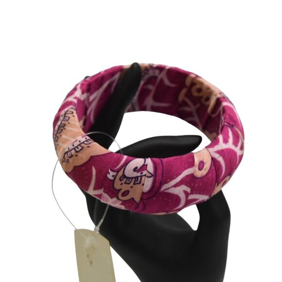 World Market Fabric Bangle Bracelet Chunky Bohemiam Boho Pinks New - Picture 1 of 6